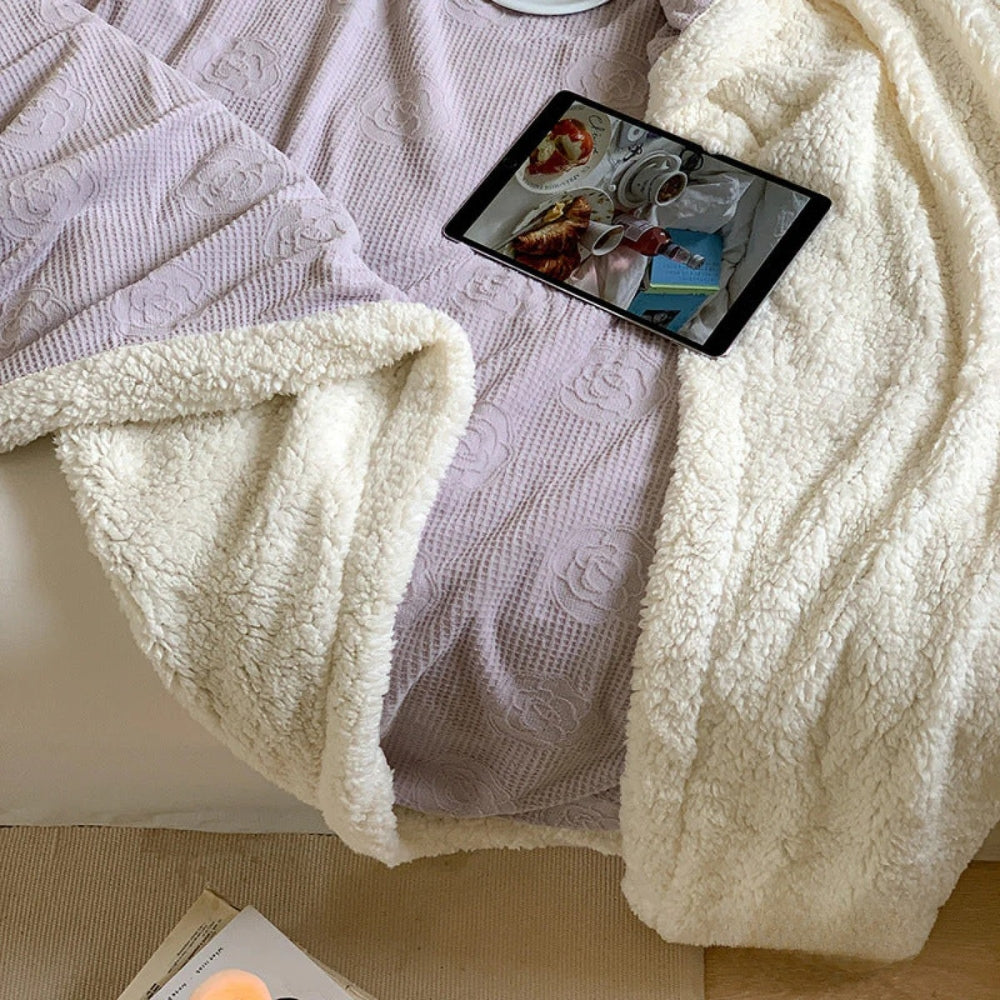Lisslune | Solène Floral Embossed Sherpa Blanket