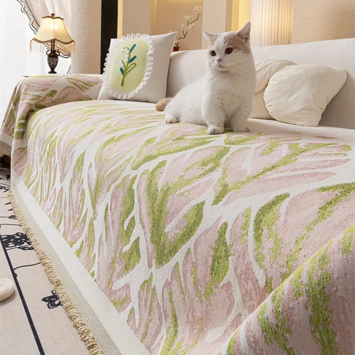 Lisslune | Verdure Leaf Pattern Chenille Sofa Cover