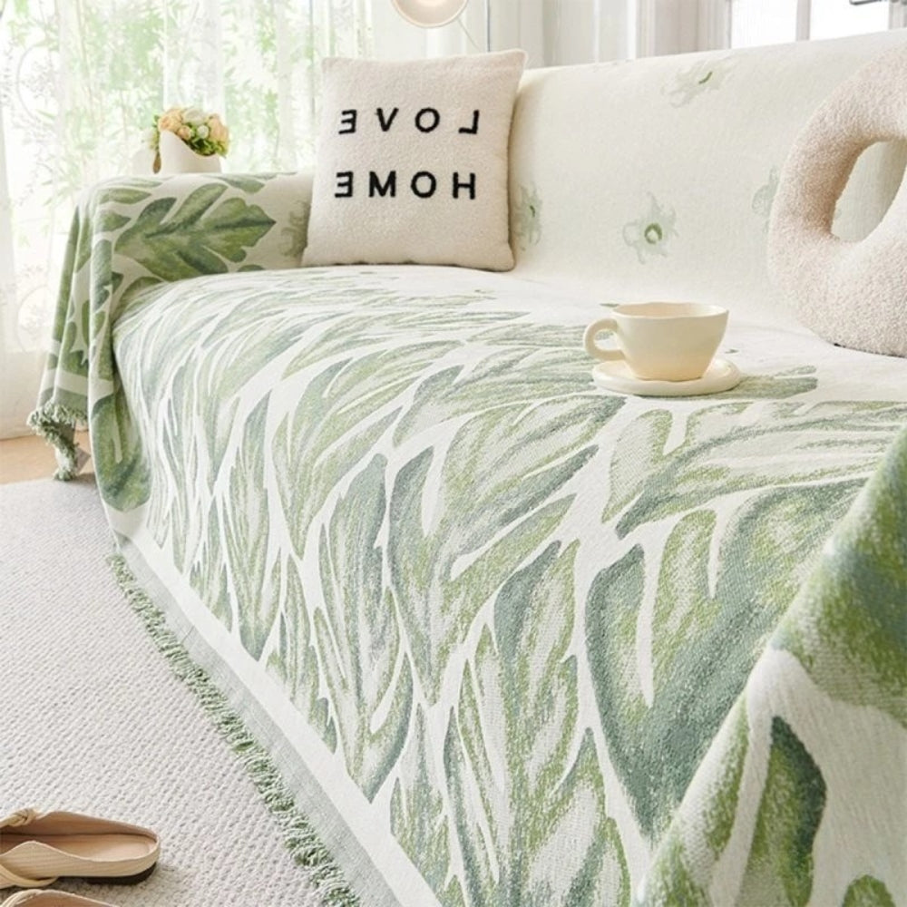 Lisslune | Verdure Leaf Pattern Chenille Sofa Cover
