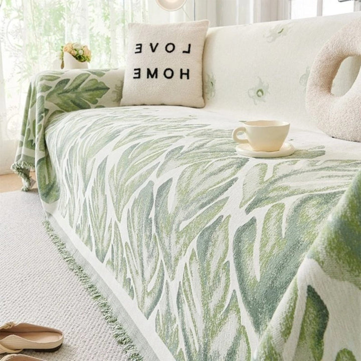 Lisslune | Verdure Leaf Pattern Chenille Sofa Cover