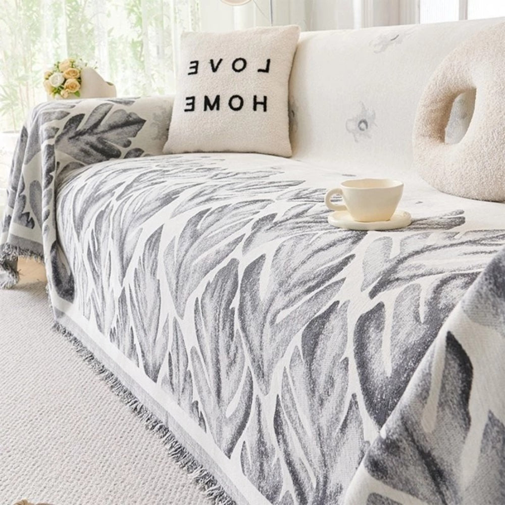 Lisslune | Verdure Leaf Pattern Chenille Sofa Cover