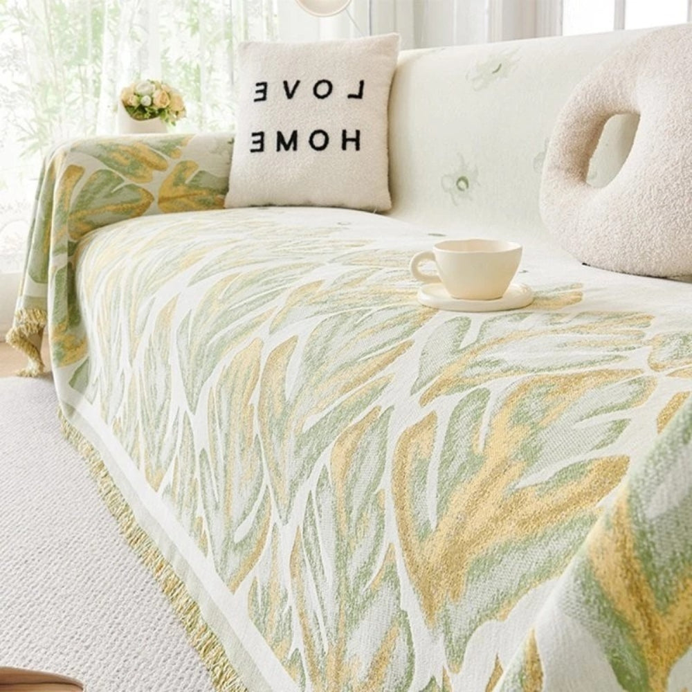 Lisslune | Verdure Leaf Pattern Chenille Sofa Cover
