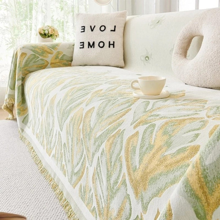 Lisslune | Verdure Leaf Pattern Chenille Sofa Cover