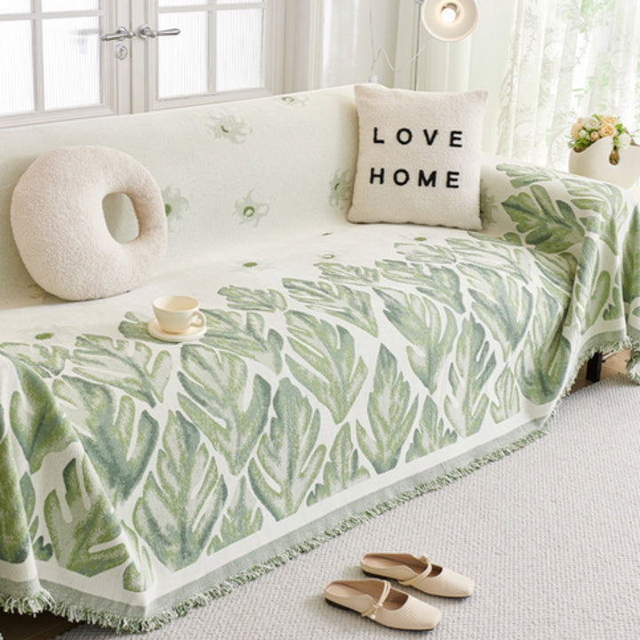 Lisslune | Verdure Leaf Pattern Chenille Sofa Cover