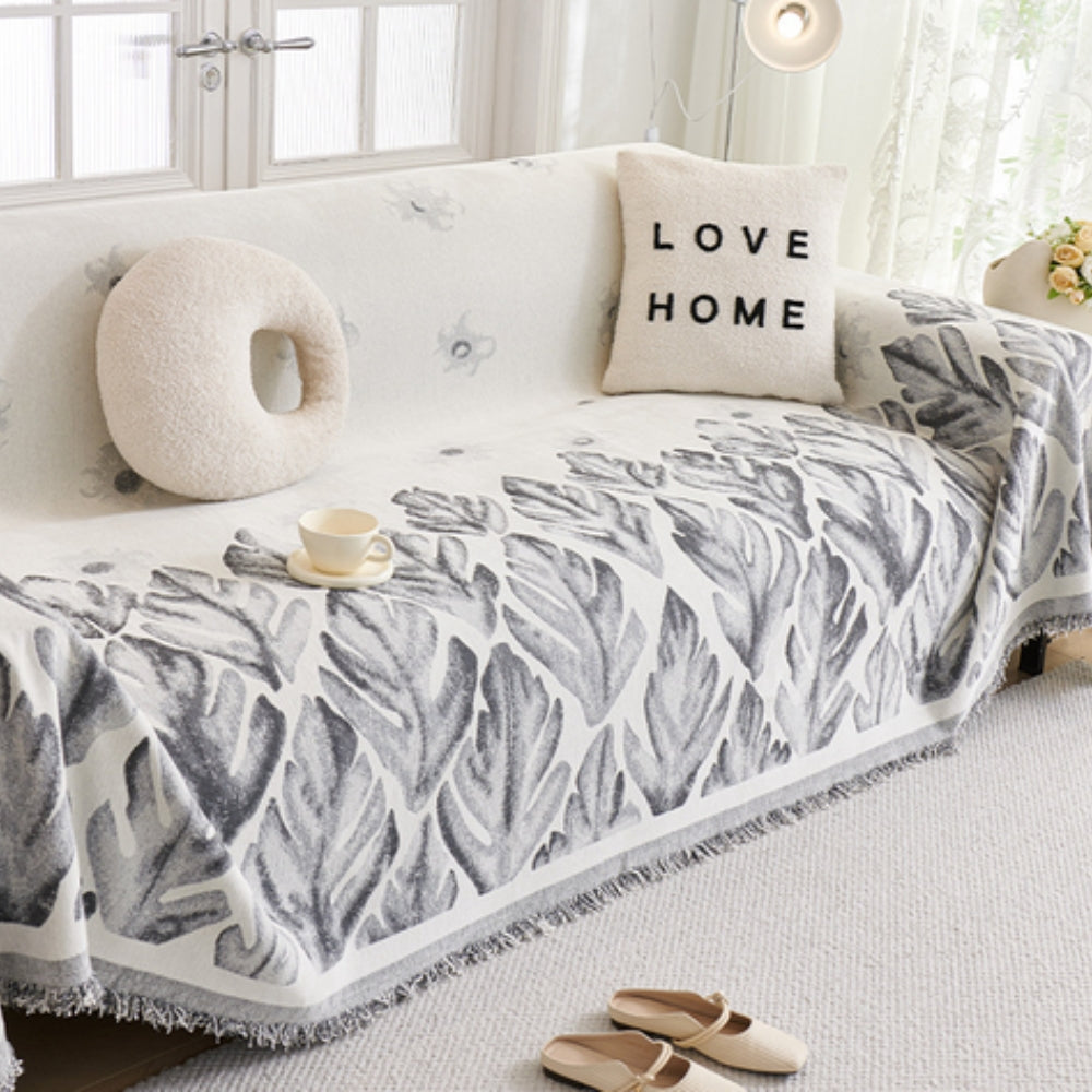 Lisslune | Verdure Leaf Pattern Chenille Sofa Cover