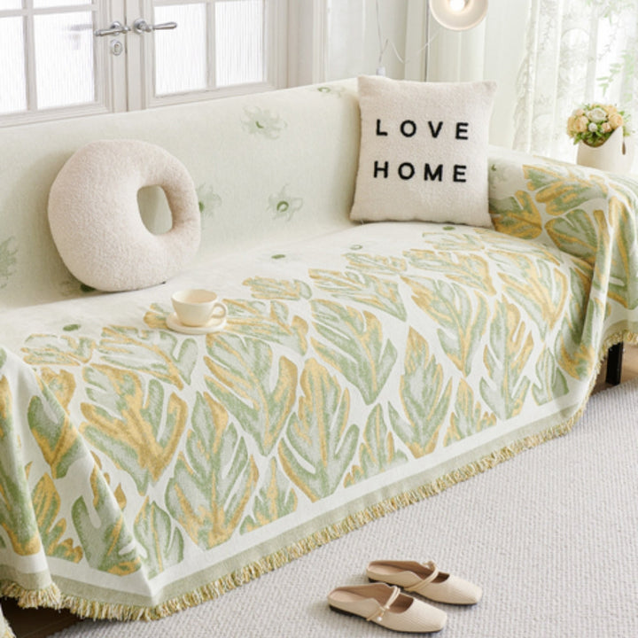 Lisslune | Verdure Leaf Pattern Chenille Sofa Cover
