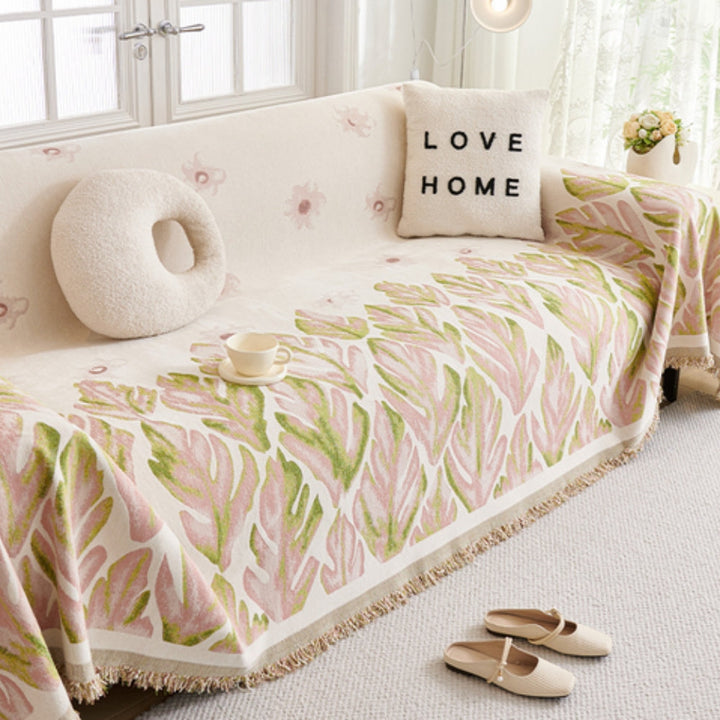 Lisslune | Verdure Leaf Pattern Chenille Sofa Cover