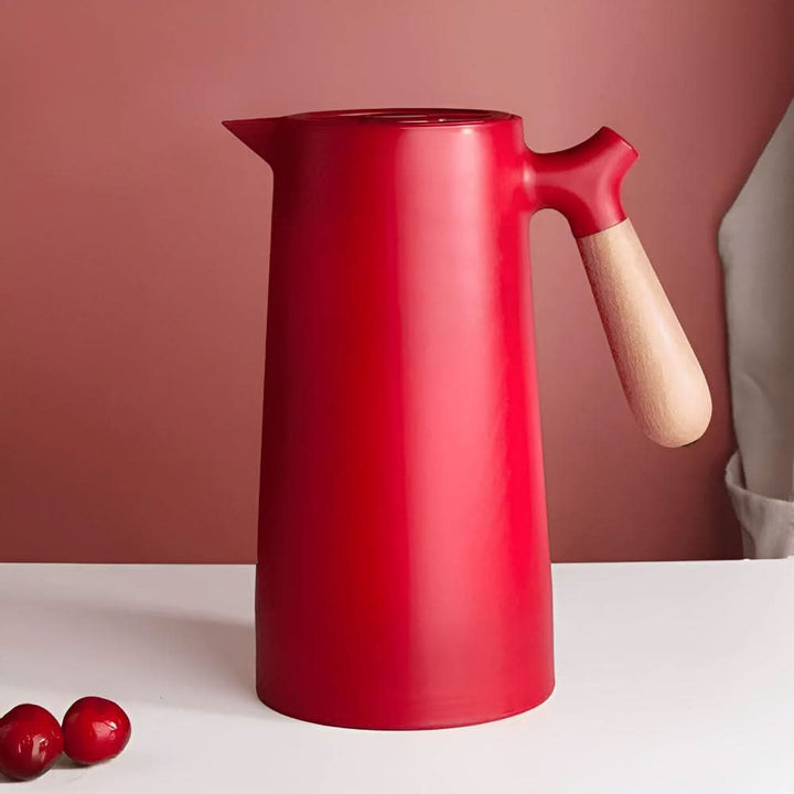 Lisslune | Elegant double-walled glass carafe with wooden handle for hot and cold drinks