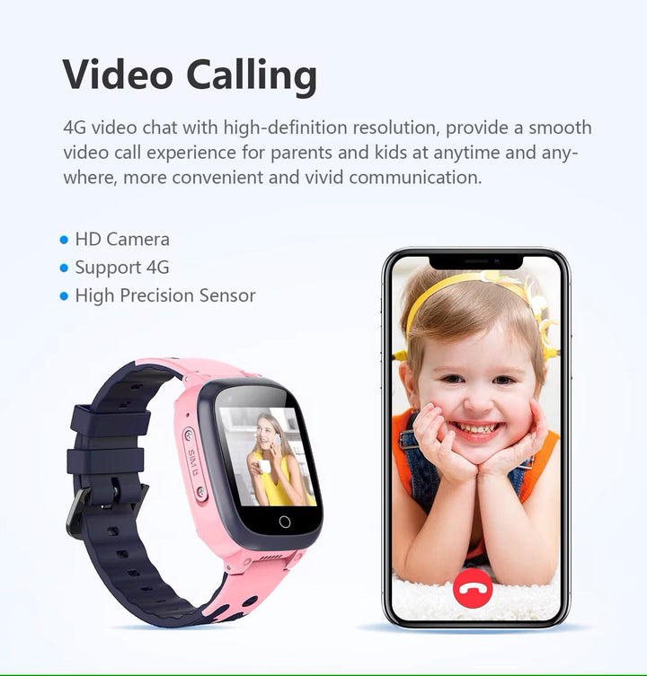 Lisslune | Kids 4G & WiFi GPS Location Tracker SOS Smartwatch with Video Call for Girls & Boys