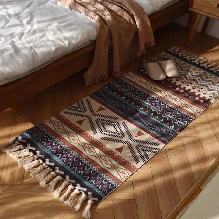Lisslune | Bohemian Splendor | Vintage Checked Carpet | Cozy Living Mat | Create a Stylish Home
