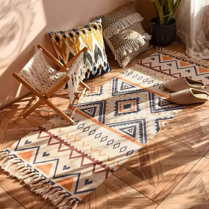 Lisslune | Bohemian Splendor | Vintage Checked Carpet | Cozy Living Mat | Create a Stylish Home