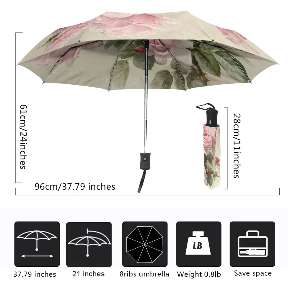 Lisslune | Automatic Folding Flower Print Umbrella