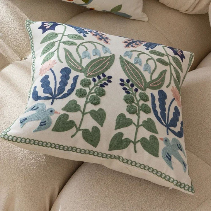 Lisslune | Vintage Botanical Embroidery Cushion Cover
