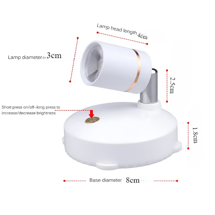 Lisslune | VividBeam | Mini Dimmable LED Spotlight | Wireless Accent Lighting for Home & Office