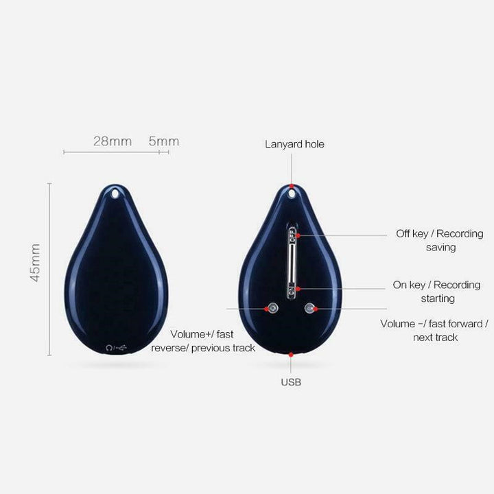 Lisslune | Keychain Voice Recorder – 100-Hour Memory, Portable & Discreet