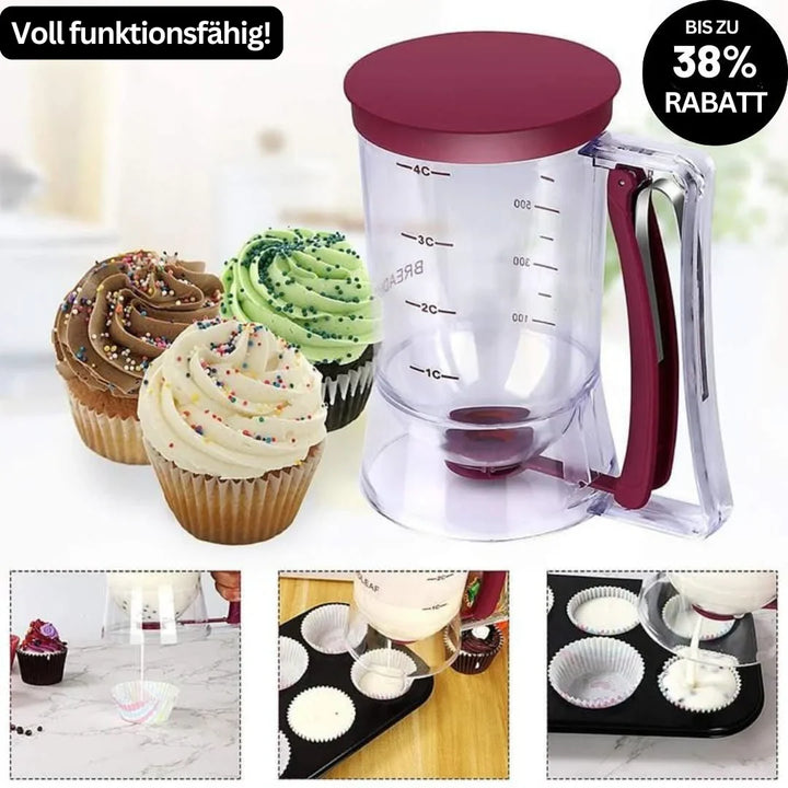 Lisslune | Dough dispenser with measuring scale and spout for muffins and cakes
