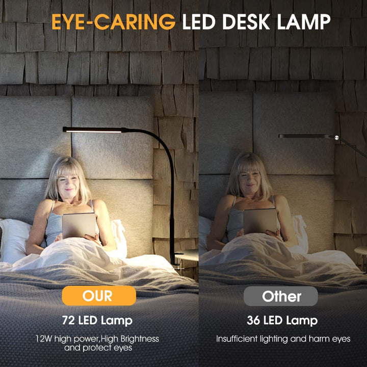 Lisslune | LED Desk Lamp with Lamp, eye-friendly Clip-On Lights for the Home Office, 3 Modes 10 Brightness Levels, long flexible Gooseneck, Metal, Swing Arm Architect Task Desk Lamps with USB Adapter, White