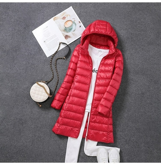 Lisslune | Ultralight, Packable, Long Puffer Coat