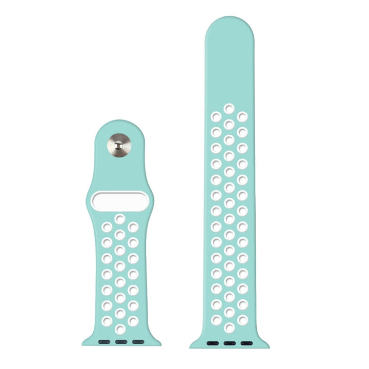 Lisslune | For Apple Watch Series 10 42mm / 9&8&7 41mm / SE 3&SE 2&6&SE&5&4 40mm / 3&2&1 38mm Fashion Classic Silicone Sport Watch Band (White Green)