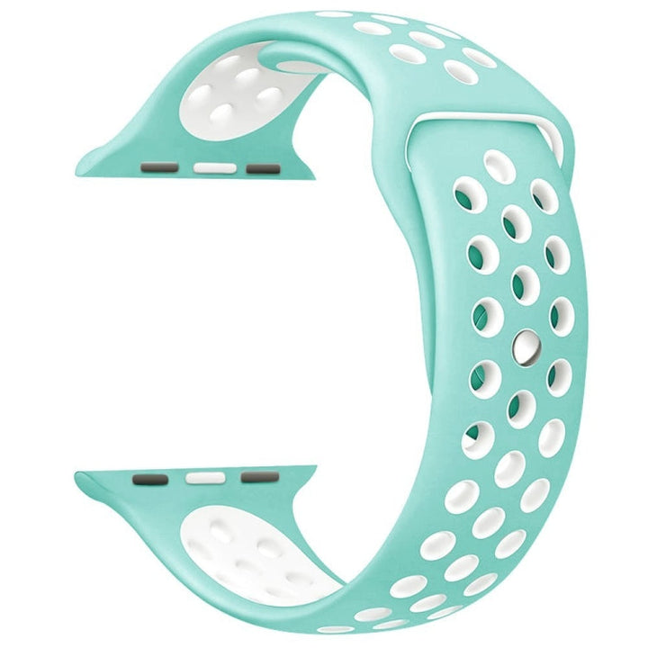 Lisslune | For Apple Watch Series 10 42mm / 9&8&7 41mm / SE 3&SE 2&6&SE&5&4 40mm / 3&2&1 38mm Fashion Classic Silicone Sport Watch Band (White Green)