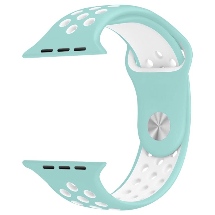 Lisslune | For Apple Watch Series 10 42mm / 9&8&7 41mm / SE 3&SE 2&6&SE&5&4 40mm / 3&2&1 38mm Fashion Classic Silicone Sport Watch Band (White Green)