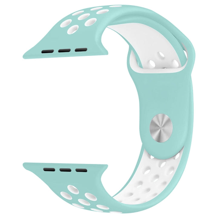 Lisslune | For Apple Watch Series 10 42mm / 9&8&7 41mm / SE 3&SE 2&6&SE&5&4 40mm / 3&2&1 38mm Fashion Classic Silicone Sport Watch Band (White Green)