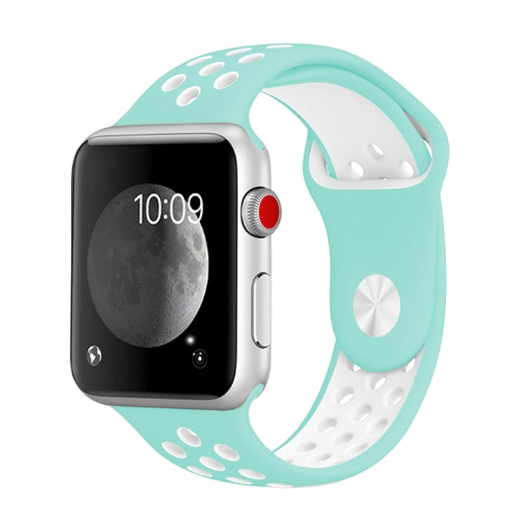 Lisslune | For Apple Watch Series 10 42mm / 9&8&7 41mm / SE 3&SE 2&6&SE&5&4 40mm / 3&2&1 38mm Fashion Classic Silicone Sport Watch Band (White Green)