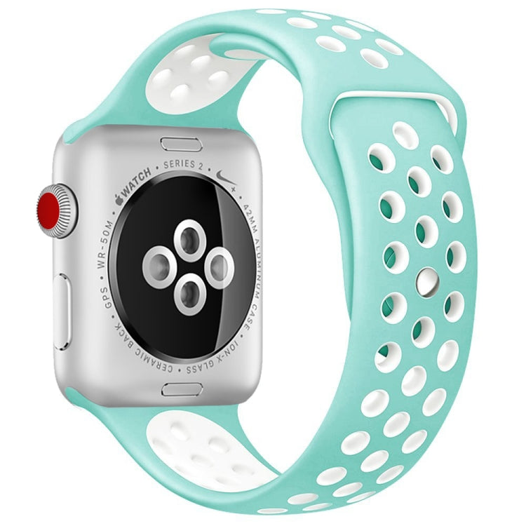 Lisslune | For Apple Watch Series 10 42mm / 9&8&7 41mm / SE 3&SE 2&6&SE&5&4 40mm / 3&2&1 38mm Fashion Classic Silicone Sport Watch Band (White Green)