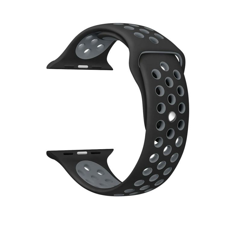Lisslune | For Apple Watch Series 10 42mm / 9&8&7 41mm / SE 3&SE 2&6&SE&5&4 40mm / 3&2&1 38mm Fashion Classic Silicone Sport Band (Black Gray)
