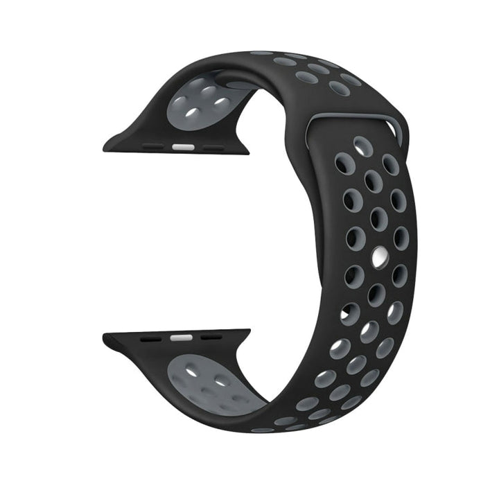 Lisslune | For Apple Watch Series 10 42mm / 9&8&7 41mm / SE 3&SE 2&6&SE&5&4 40mm / 3&2&1 38mm Fashion Classic Silicone Sport Band (Black Gray)
