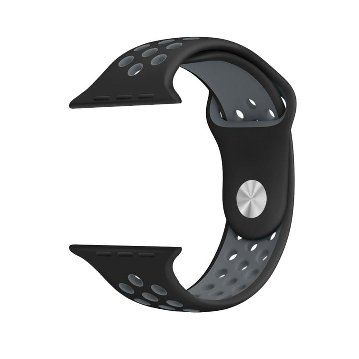 Lisslune | For Apple Watch Series 10 42mm / 9&8&7 41mm / SE 3&SE 2&6&SE&5&4 40mm / 3&2&1 38mm Fashion Classic Silicone Sport Band (Black Gray)