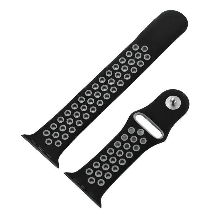 Lisslune | For Apple Watch Series 10 42mm / 9&8&7 41mm / SE 3&SE 2&6&SE&5&4 40mm / 3&2&1 38mm Fashion Classic Silicone Sport Band (Black Gray)