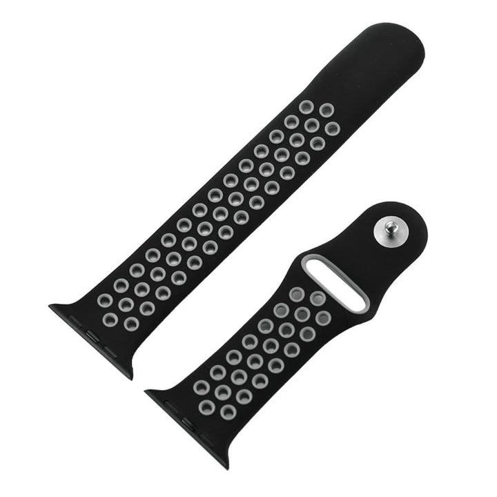 Lisslune | For Apple Watch Series 10 42mm / 9&8&7 41mm / SE 3&SE 2&6&SE&5&4 40mm / 3&2&1 38mm Fashion Classic Silicone Sport Band (Black Gray)