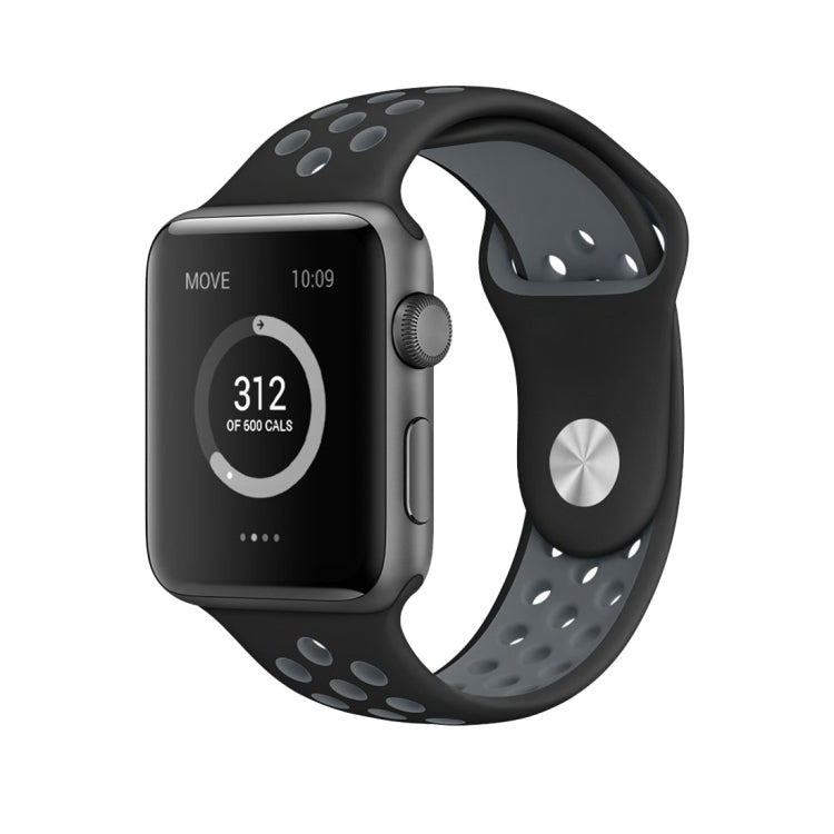 Lisslune | For Apple Watch Series 10 42mm / 9&8&7 41mm / SE 3&SE 2&6&SE&5&4 40mm / 3&2&1 38mm Fashion Classic Silicone Sport Band (Black Gray)