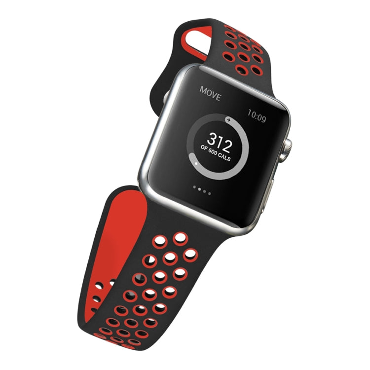 Lisslune | For Apple Watch Series 10 42mm / 9&8&7 41mm / SE 3&SE 2&6&SE&5&4 40mm / 3&2&1 38mm Fashion Classic Silicone Sport Watch Band (Black Red)