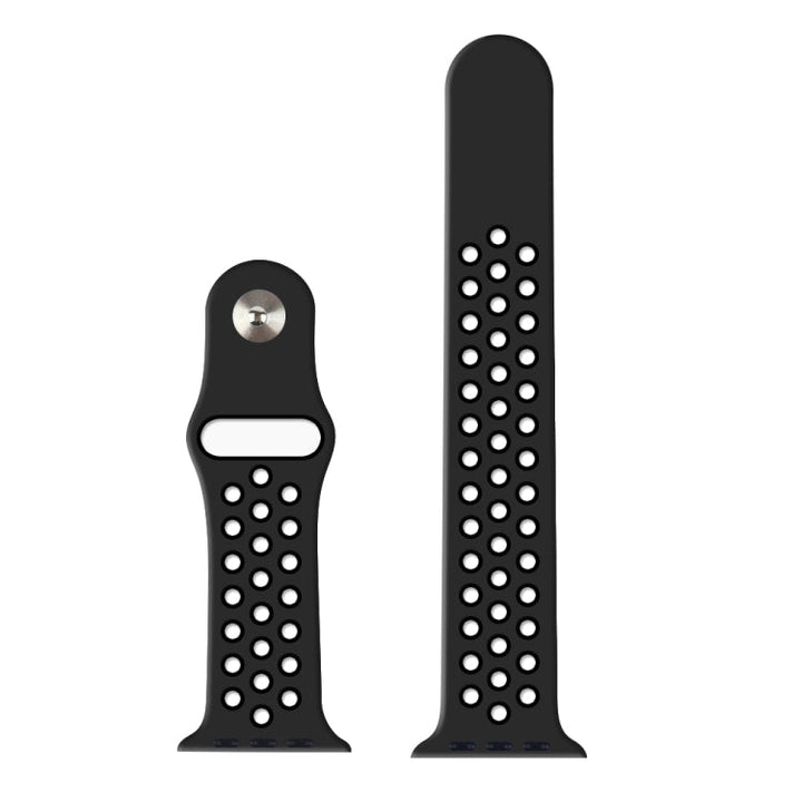Lisslune | For Apple Watch Series 10 42mm / 9&8&7 41mm / SE 3&SE 2&6&SE&5&4 40mm / 3&2&1 38mm Stylish Classic Silicone Sports Watch Band (Black)