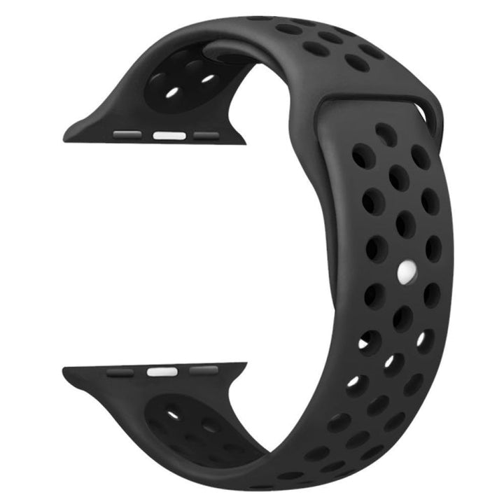 Lisslune | For Apple Watch Series 10 42mm / 9&8&7 41mm / SE 3&SE 2&6&SE&5&4 40mm / 3&2&1 38mm Stylish Classic Silicone Sports Watch Band (Black)