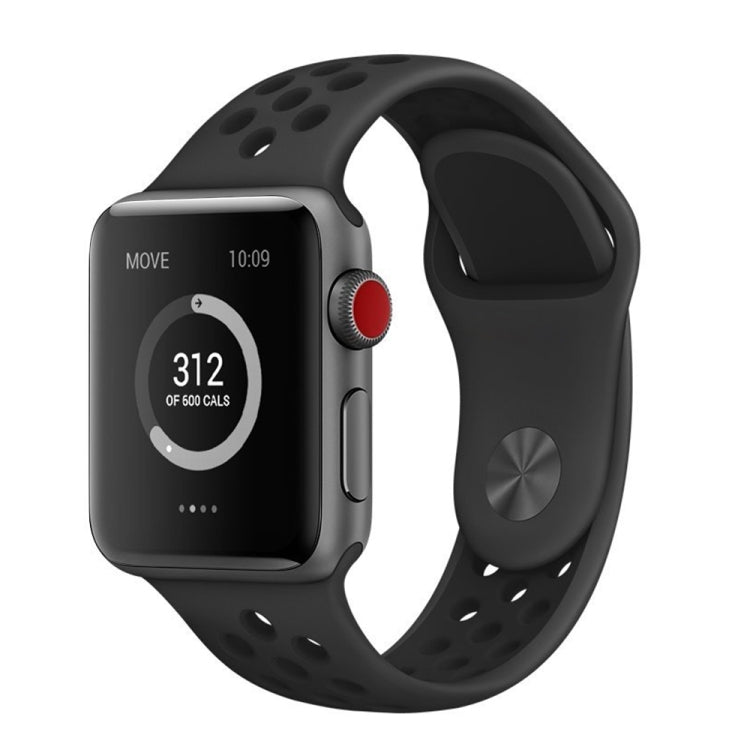 Lisslune | For Apple Watch Series 10 42mm / 9&8&7 41mm / SE 3&SE 2&6&SE&5&4 40mm / 3&2&1 38mm Stylish Classic Silicone Sports Watch Band (Black)