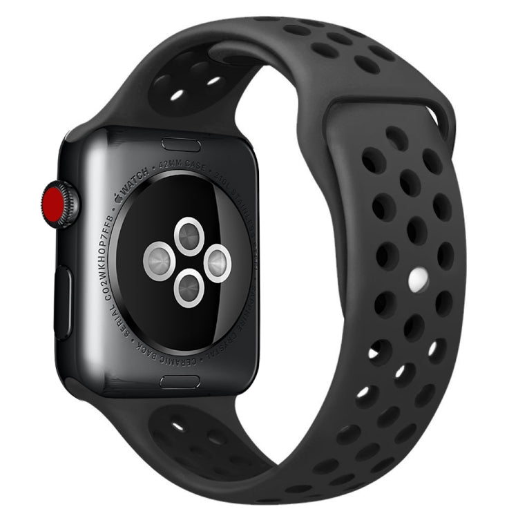 Lisslune | For Apple Watch Series 10 42mm / 9&8&7 41mm / SE 3&SE 2&6&SE&5&4 40mm / 3&2&1 38mm Stylish Classic Silicone Sports Watch Band (Black)