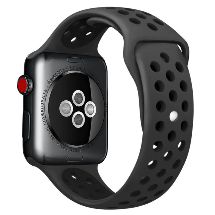 Lisslune | For Apple Watch Series 10 42mm / 9&8&7 41mm / SE 3&SE 2&6&SE&5&4 40mm / 3&2&1 38mm Stylish Classic Silicone Sports Watch Band (Black)