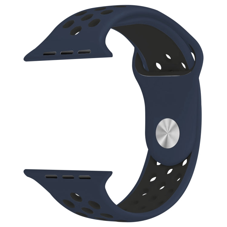 Lisslune | For Apple Watch Series 10 42mm / 9&8&7 41mm / SE 3&SE 2&6&SE&5&4 40mm / 3&2&1 38mm Fashion Classic Silicone Sport Watch Band (Blue Black)