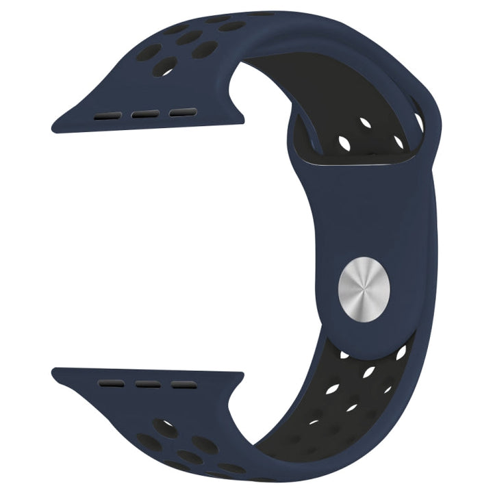Lisslune | For Apple Watch Series 10 42mm / 9&8&7 41mm / SE 3&SE 2&6&SE&5&4 40mm / 3&2&1 38mm Fashion Classic Silicone Sport Watch Band (Blue Black)