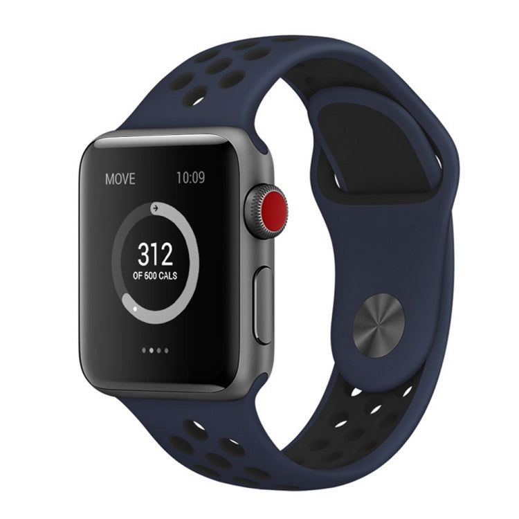 Lisslune | For Apple Watch Series 10 42mm / 9&8&7 41mm / SE 3&SE 2&6&SE&5&4 40mm / 3&2&1 38mm Fashion Classic Silicone Sport Watch Band (Blue Black)