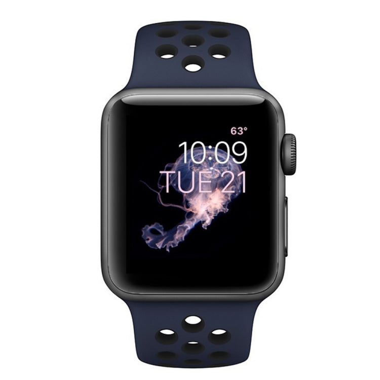 Lisslune | For Apple Watch Series 10 42mm / 9&8&7 41mm / SE 3&SE 2&6&SE&5&4 40mm / 3&2&1 38mm Fashion Classic Silicone Sport Watch Band (Blue Black)