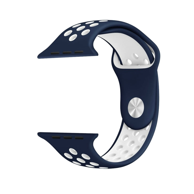 Lisslune | For Apple Watch Series 10 42mm / 9&8&7 41mm / SE 3&SE 2&6&SE&5&4 40mm / 3&2&1 38mm Fashion Classic Silicone Sports Watch Band (Dark Blue White)