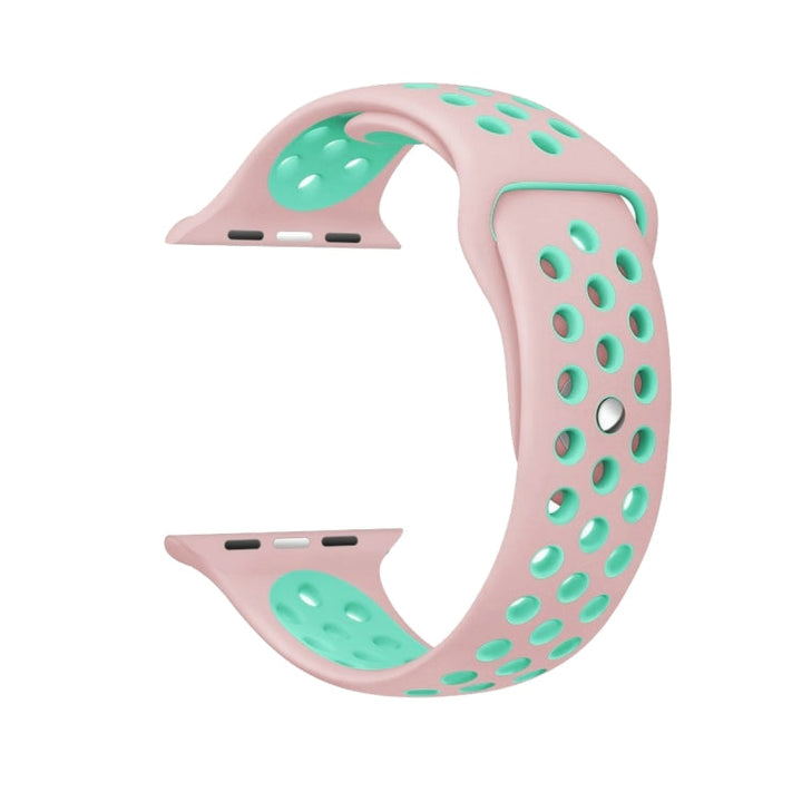Lisslune | For Apple Watch Series 10 42mm / 9&8&7 41mm / SE 3&SE 2&6&SE&5&4 40mm / 3&2&1 38mm Fashion Classic Silicone Sport Watch Band (Pink Green)