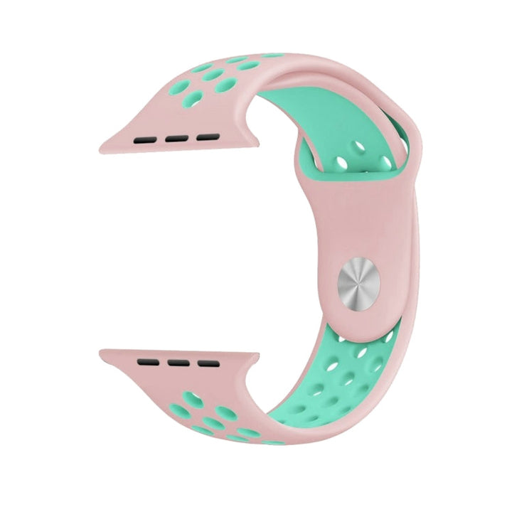 Lisslune | For Apple Watch Series 10 42mm / 9&8&7 41mm / SE 3&SE 2&6&SE&5&4 40mm / 3&2&1 38mm Fashion Classic Silicone Sport Watch Band (Pink Green)