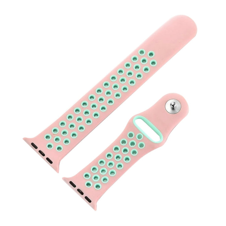 Lisslune | For Apple Watch Series 10 42mm / 9&8&7 41mm / SE 3&SE 2&6&SE&5&4 40mm / 3&2&1 38mm Fashion Classic Silicone Sport Watch Band (Pink Green)
