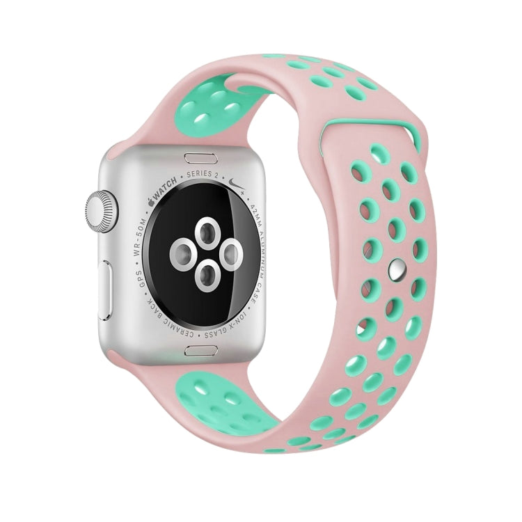 Lisslune | For Apple Watch Series 10 42mm / 9&8&7 41mm / SE 3&SE 2&6&SE&5&4 40mm / 3&2&1 38mm Fashion Classic Silicone Sport Watch Band (Pink Green)