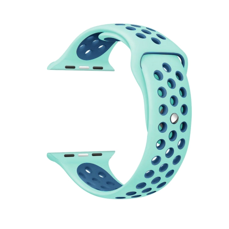 Lisslune | For Apple Watch Series 10 42mm / 9&8&7 41mm / SE 3&SE 2&6&SE&5&4 40mm / 3&2&1 38mm Fashion Classic Silicone Sports Watch Band (Green Blue)